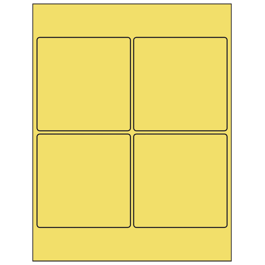 4" x 4" Pastel Yellow Square Sheet Labels
