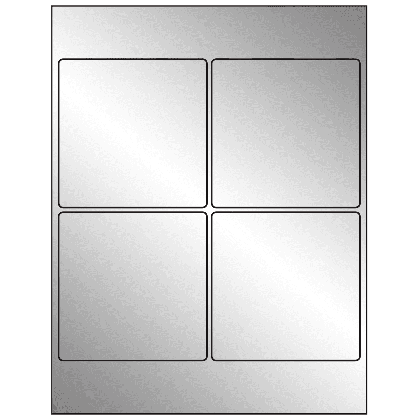 4" x 4" Silver Foil Square Sheet Labels