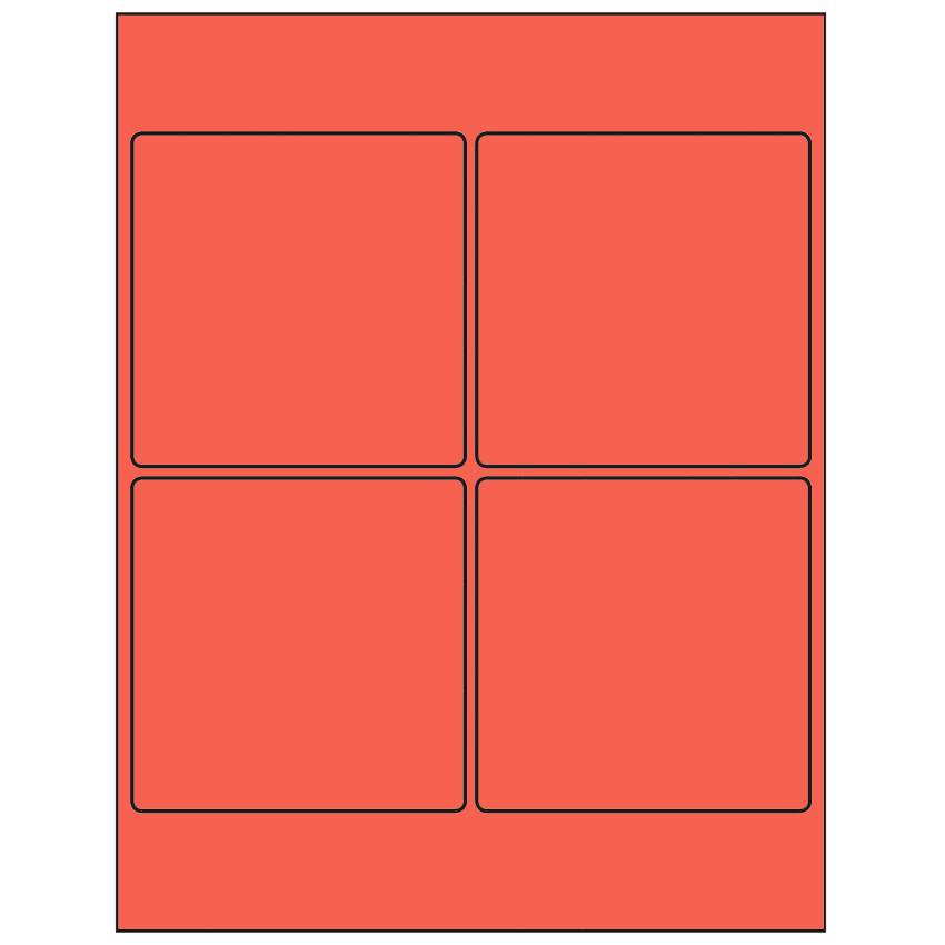 4" x 4" Red Square Sheet Labels