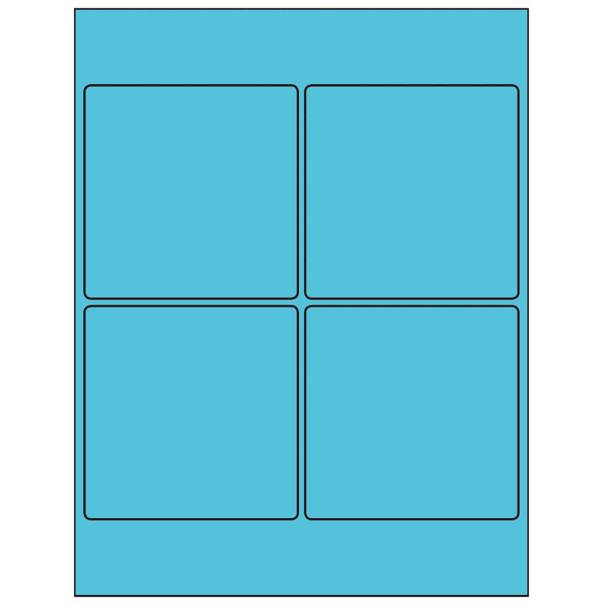 4" x 4" Turquoise Square Sheet Labels