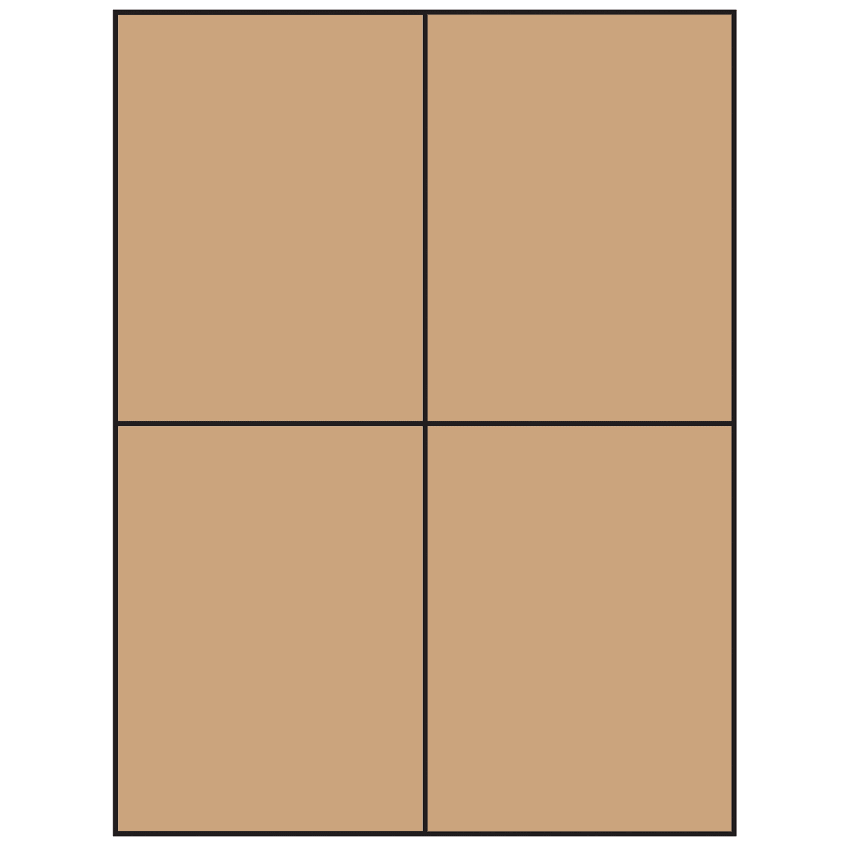 4.25" x 5.5" Brown Kraft Rectangular Sheet Labels (4-UP)