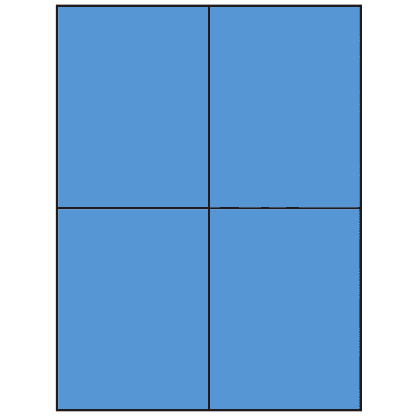 4.25" x 5.5" Fluorescent Blue Rectangular Sheet Labels (4-UP)
