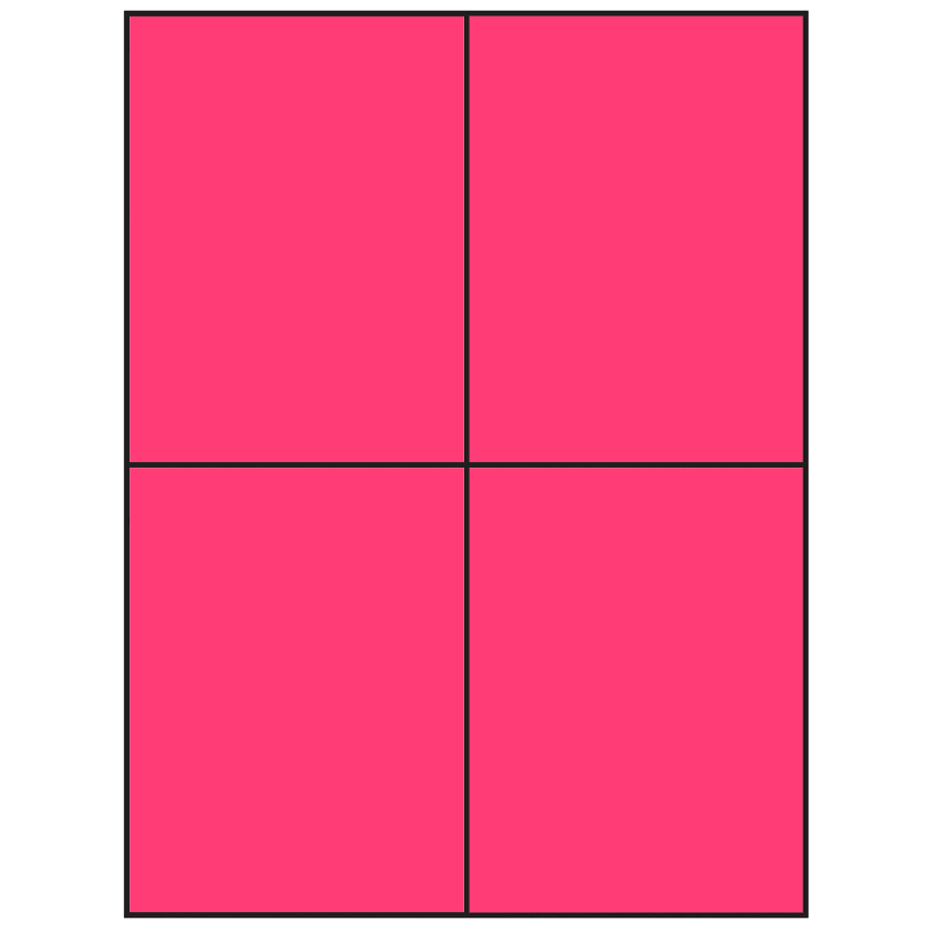4.25" x 5.5" Fluorescent Pink Rectangular Sheet Labels (4-UP)