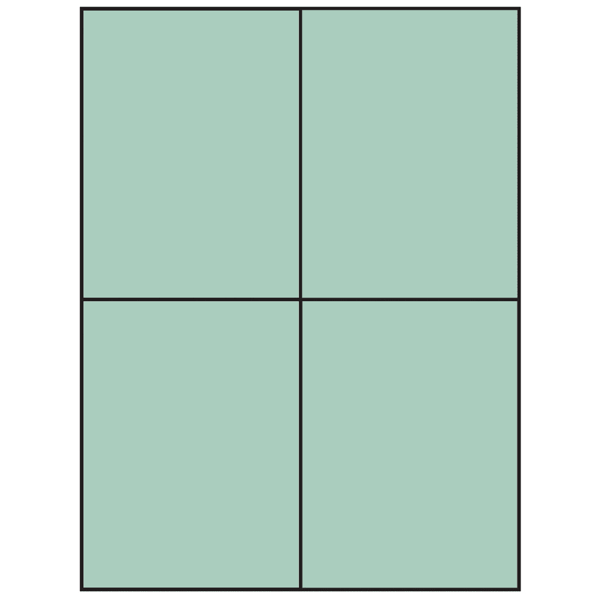 4.25" x 5.5" Pastel Green Rectangular Sheet Labels (4-UP)