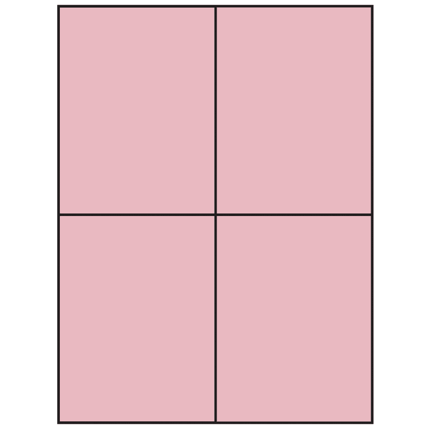 4.25" x 5.5" Pastel Pink Rectangular Sheet Labels (4-UP)
