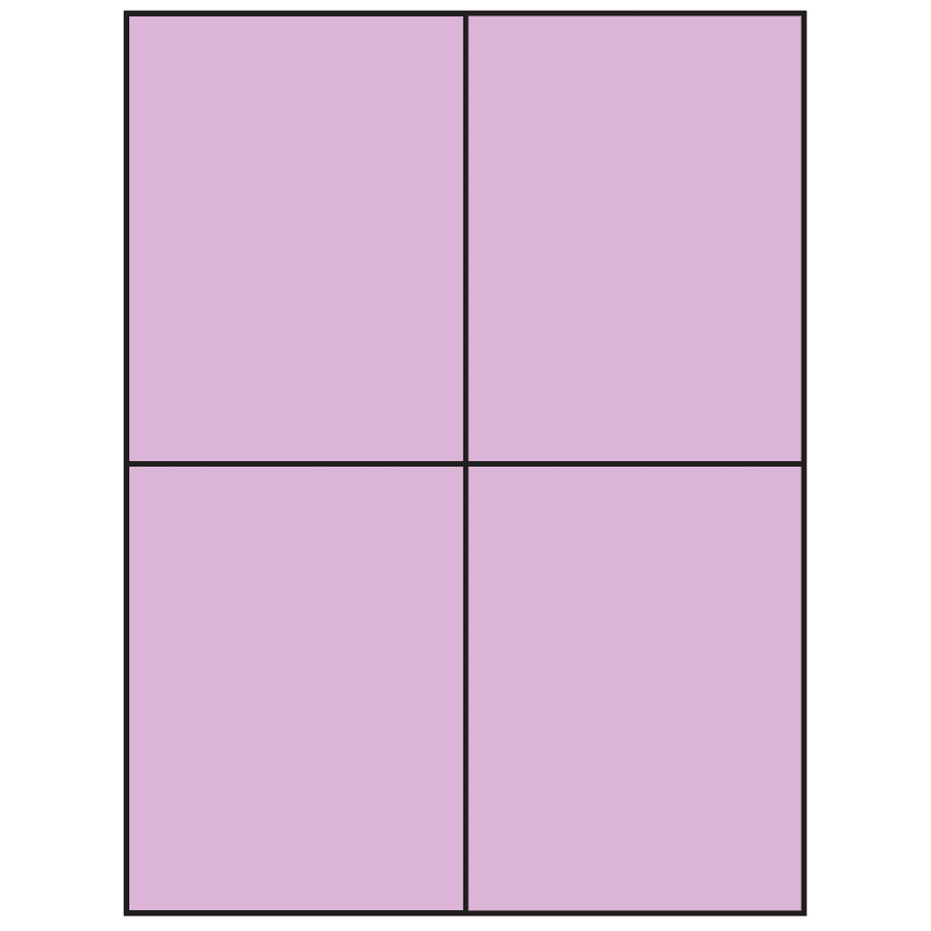 4.25" x 5.5" Pastel Purple Rectangular Sheet Labels (4-UP)