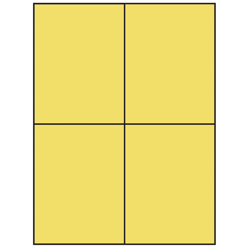 4.25" x 5.5" Pastel Yellow Rectangular Sheet Labels (4-UP)