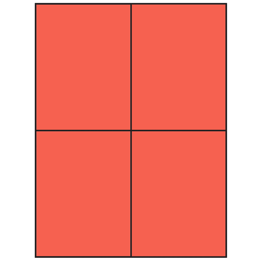 4.25" x 5.5" Red Rectangular Sheet Labels (4-UP)