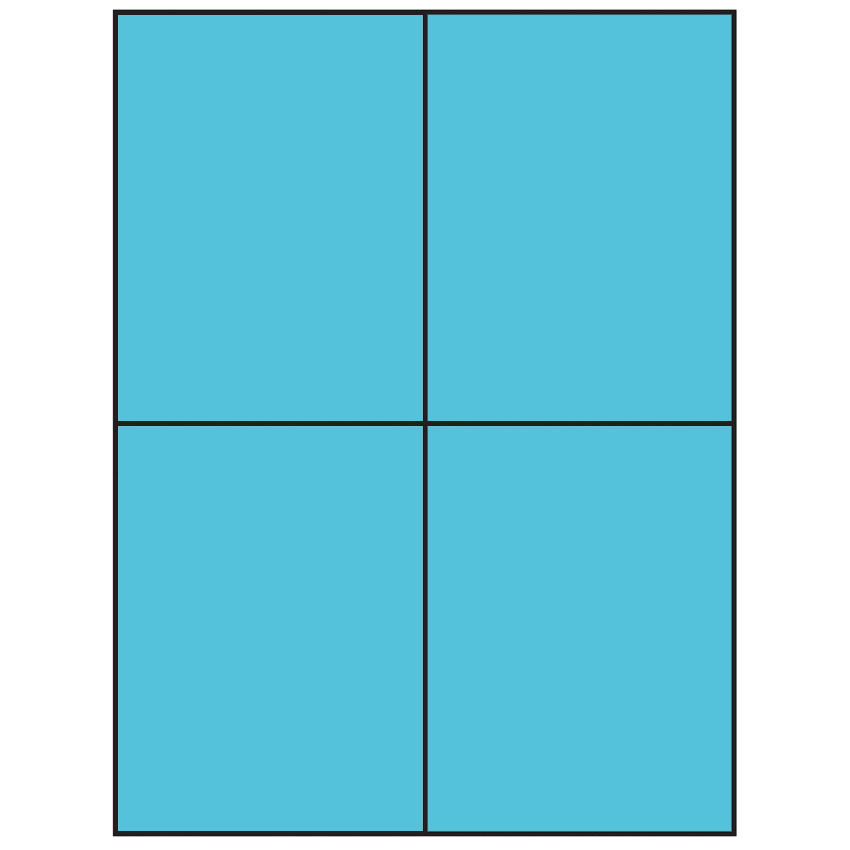 4.25" x 5.5" Turquoise Rectangular Sheet Labels (4-UP)