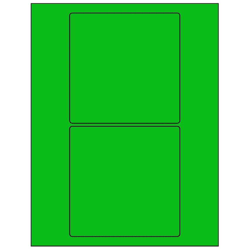 5" x 5" Fluorescent Green Square Sheet Labels