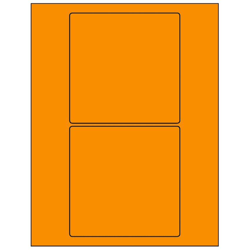 5" x 5" Fluorescent Orange Square Sheet Labels