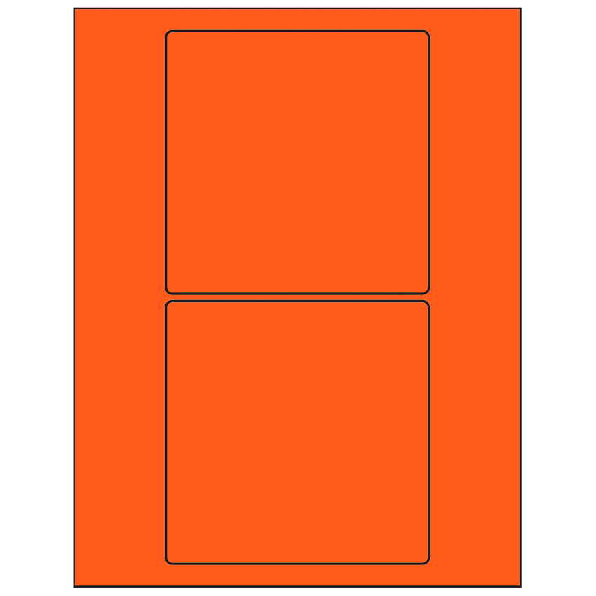 5" x 5" Fluorescent Red Square Sheet Labels