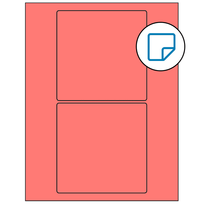 5" x 5" Fluorescent Red Square Sheet Labels - Removable Adhesive