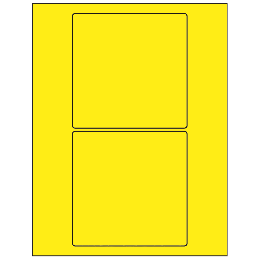 5" x 5" Fluorescent Yellow Square Sheet Labels