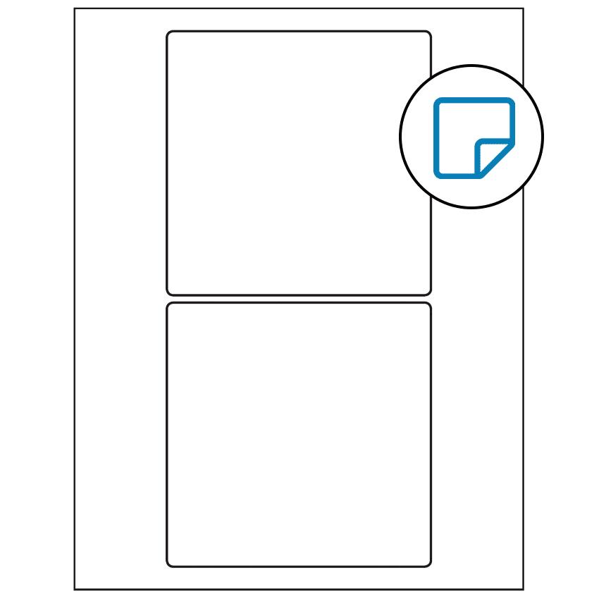 5" x 5" White Square Sheet Labels - Removable Adhesive