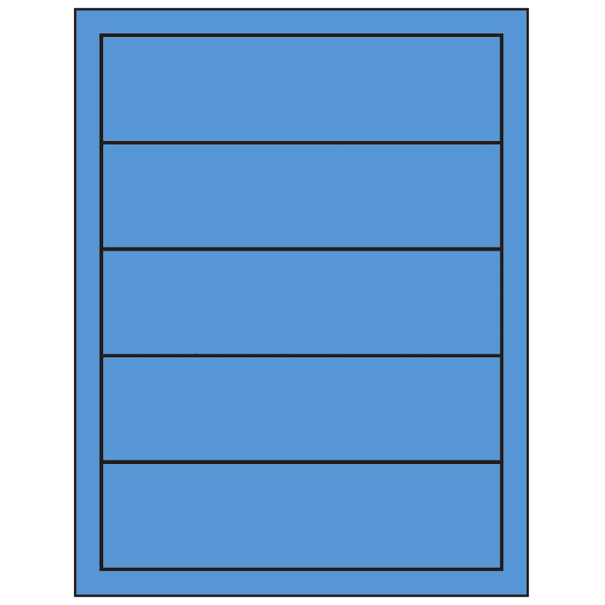 7.5" x 2" Fluorescent Blue Rectangular Sheet Labels