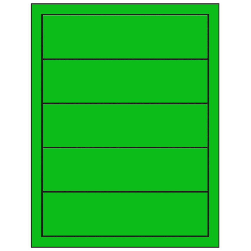 7.5" x 2" Fluorescent Green Rectangular Sheet Labels