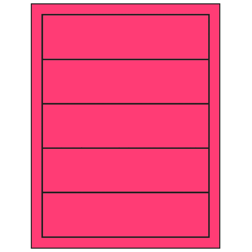 7.5" x 2" Fluorescent Pink Rectangular Sheet Labels