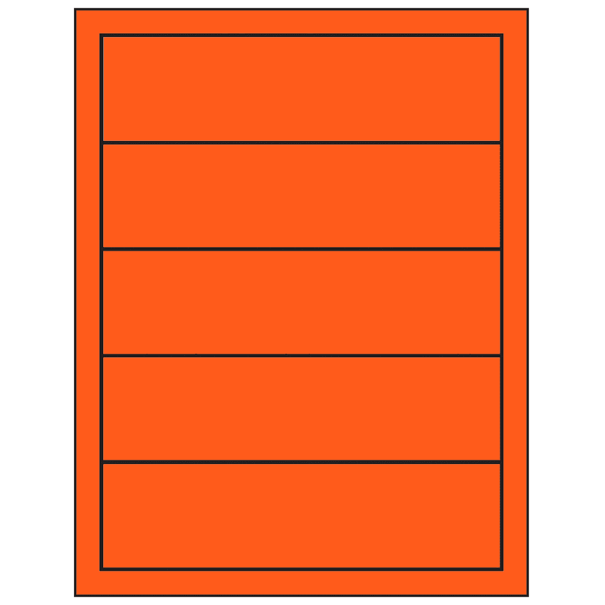 7.5" x 2" Fluorescent Red Rectangular Sheet Labels