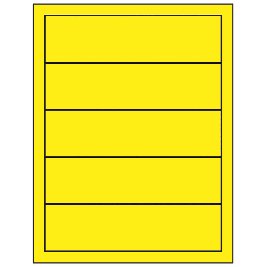 7.5" x 2" Fluorescent Yellow Rectangular Sheet Labels
