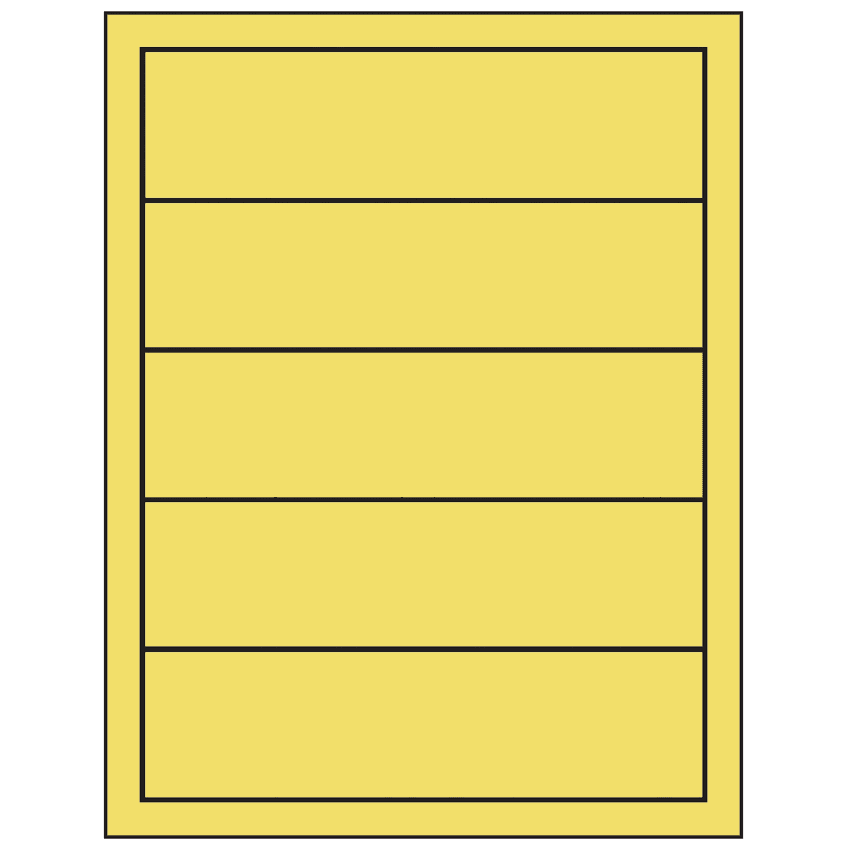 7.5" x 2" Pastel Yellow Rectangular Sheet Labels