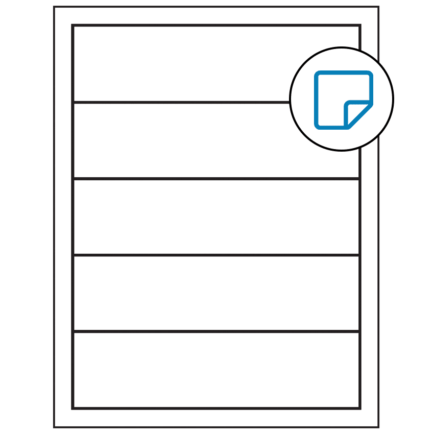 7.5" x 2" White Rectangular Sheet Labels - Removable Adhesive