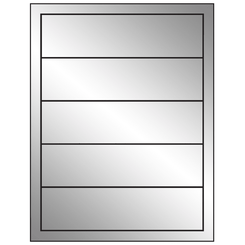 7.5" x 2" Silver Foil Rectangular Sheet Labels