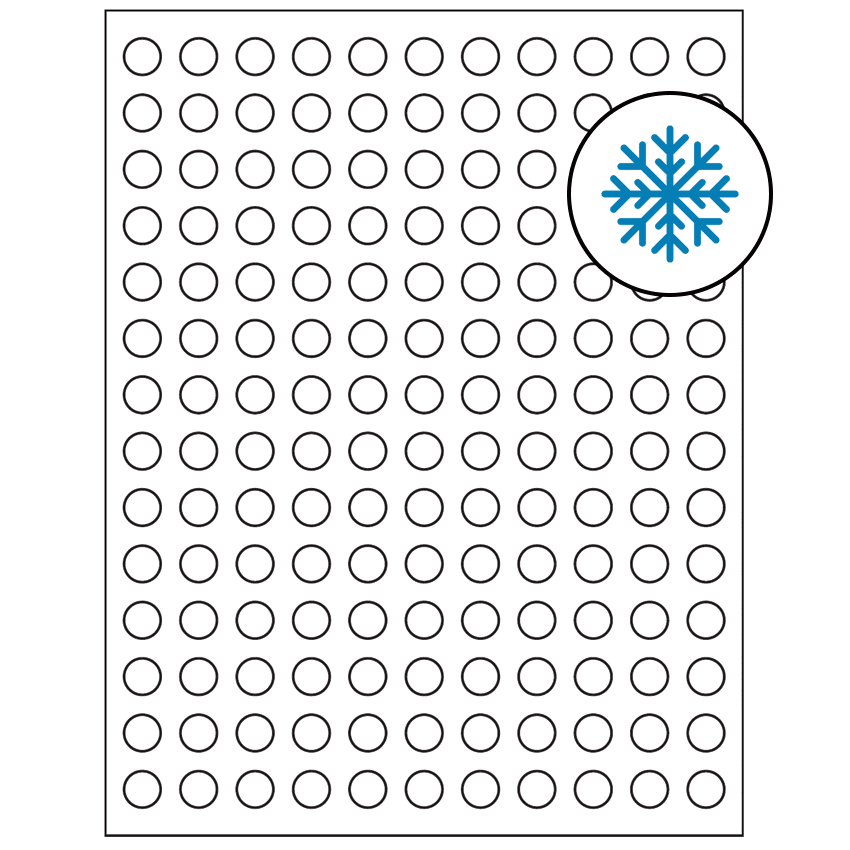 0.5" White Circular Sheet Labels - Freezer Grade Adhesive