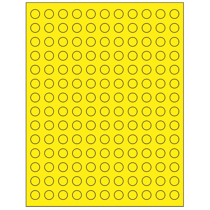 0.5" Fluorescent Yellow Circular Sheet Labels