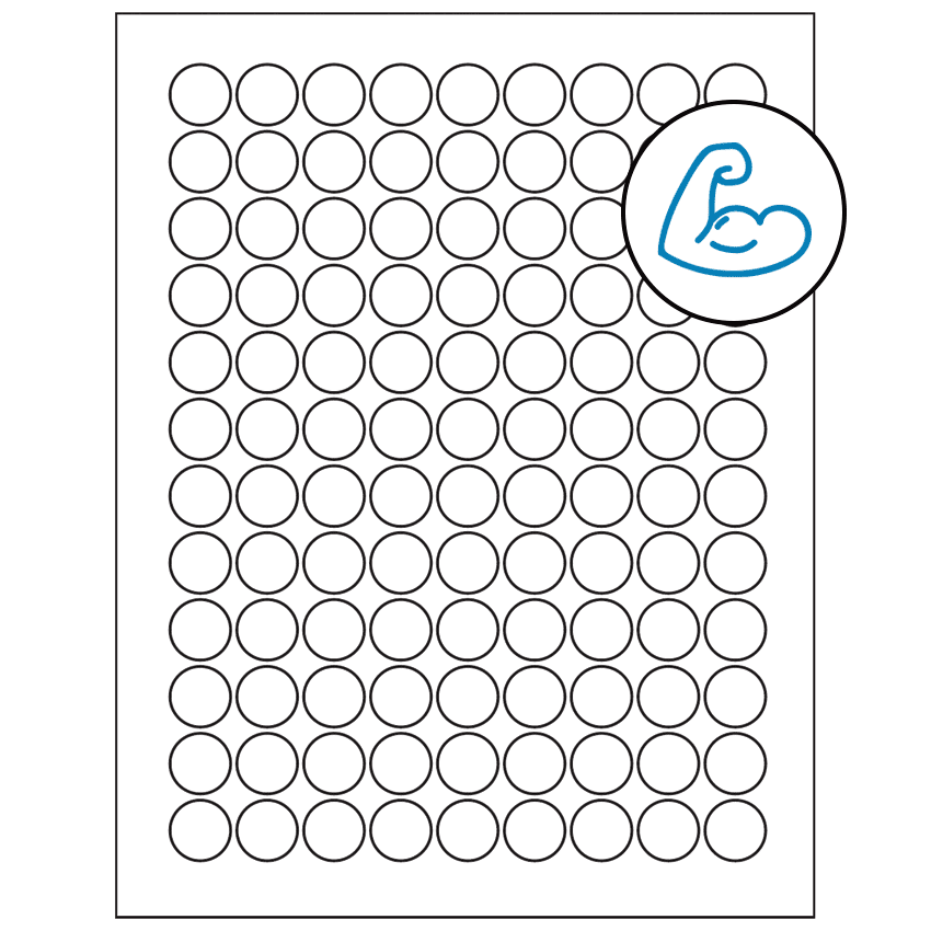 0.75" White Circular Sheet Labels - Ultra Aggressive Adhesive