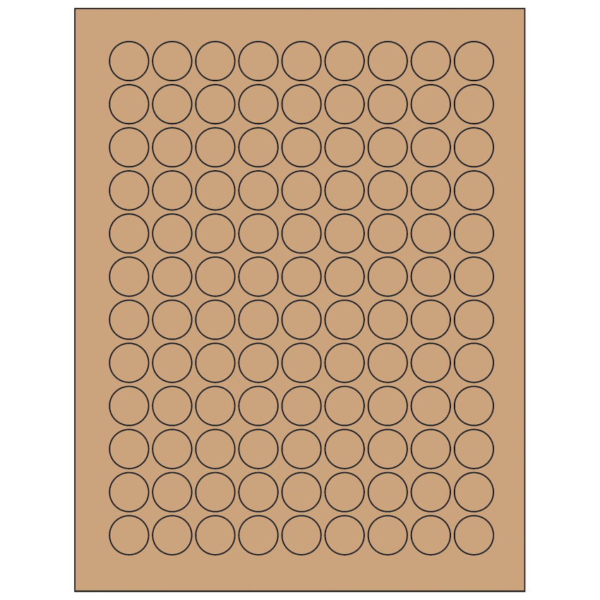 0.75" Brown Kraft Circular Sheet Labels