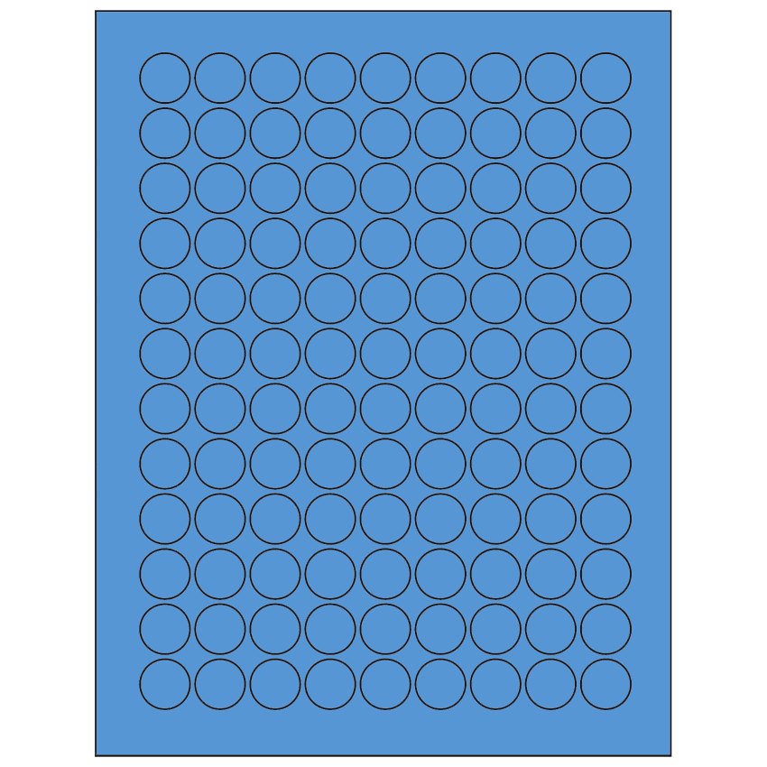 0.75" Fluorescent Blue Circular Sheet Labels