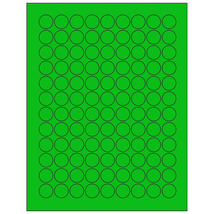 0.75" Fluorescent Green Circular Sheet Labels