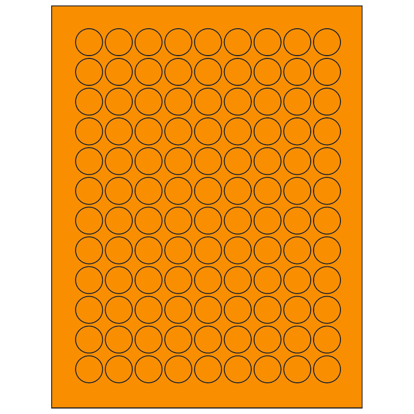 0.75" Fluorescent Orange Circular Sheet Labels