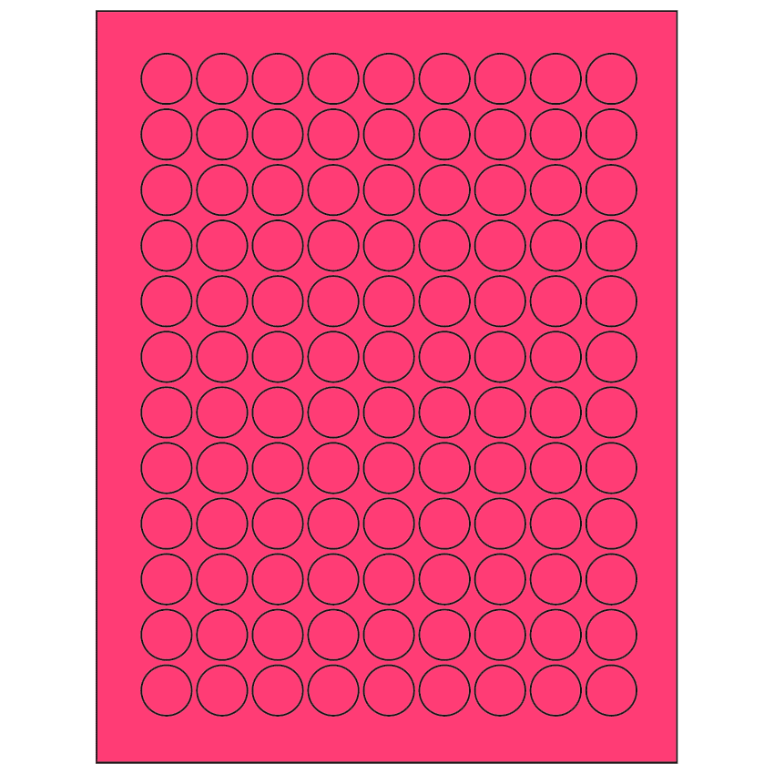 0.75" Fluorescent Pink Circular Sheet Labels