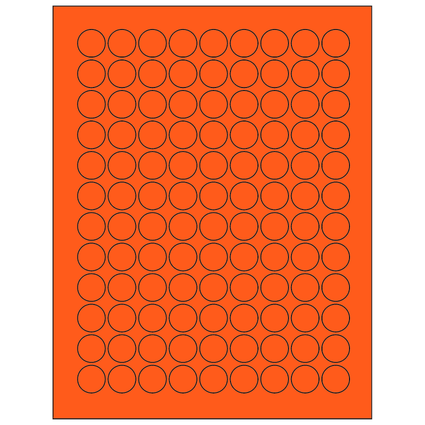 0.75" Fluorescent Red Circular Sheet Labels