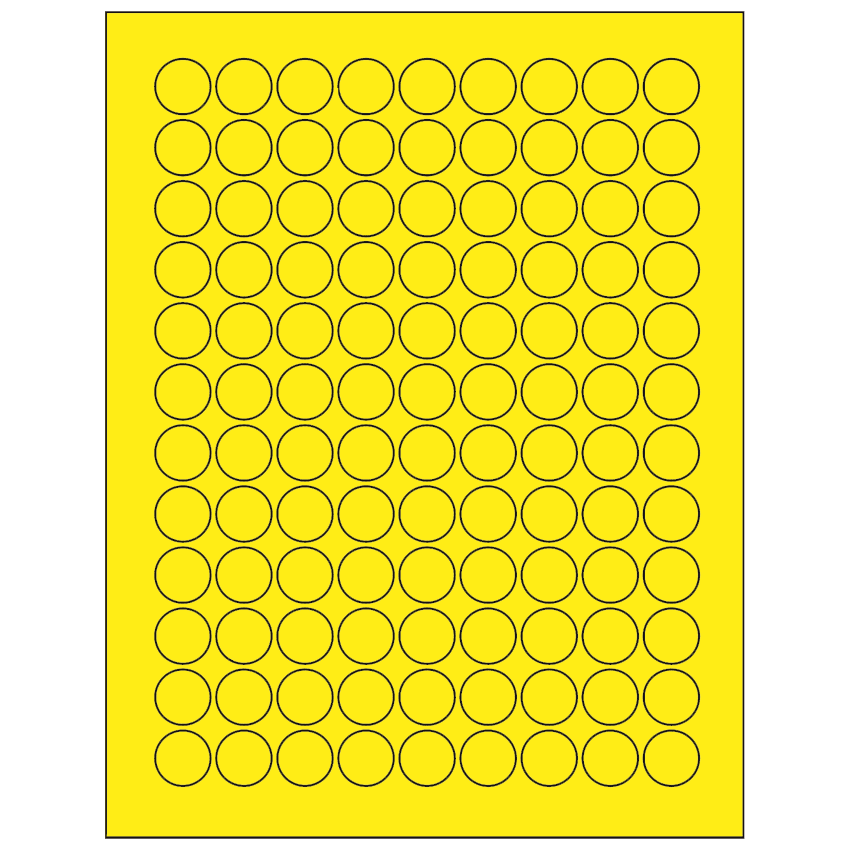 0.75" Fluorescent Yellow Circular Sheet Labels