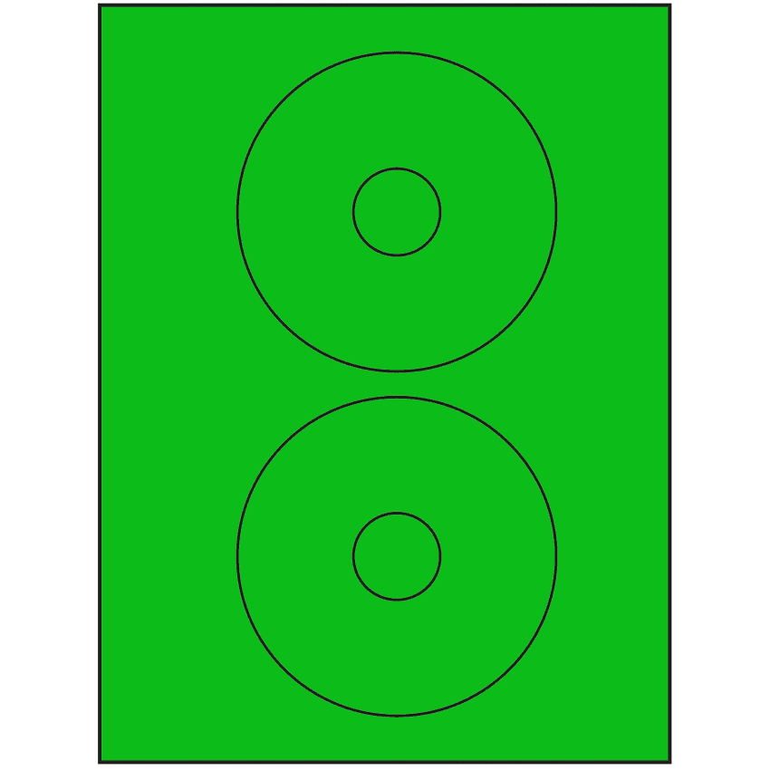 4.5" Fluorescent Green Circular Sheet Labels