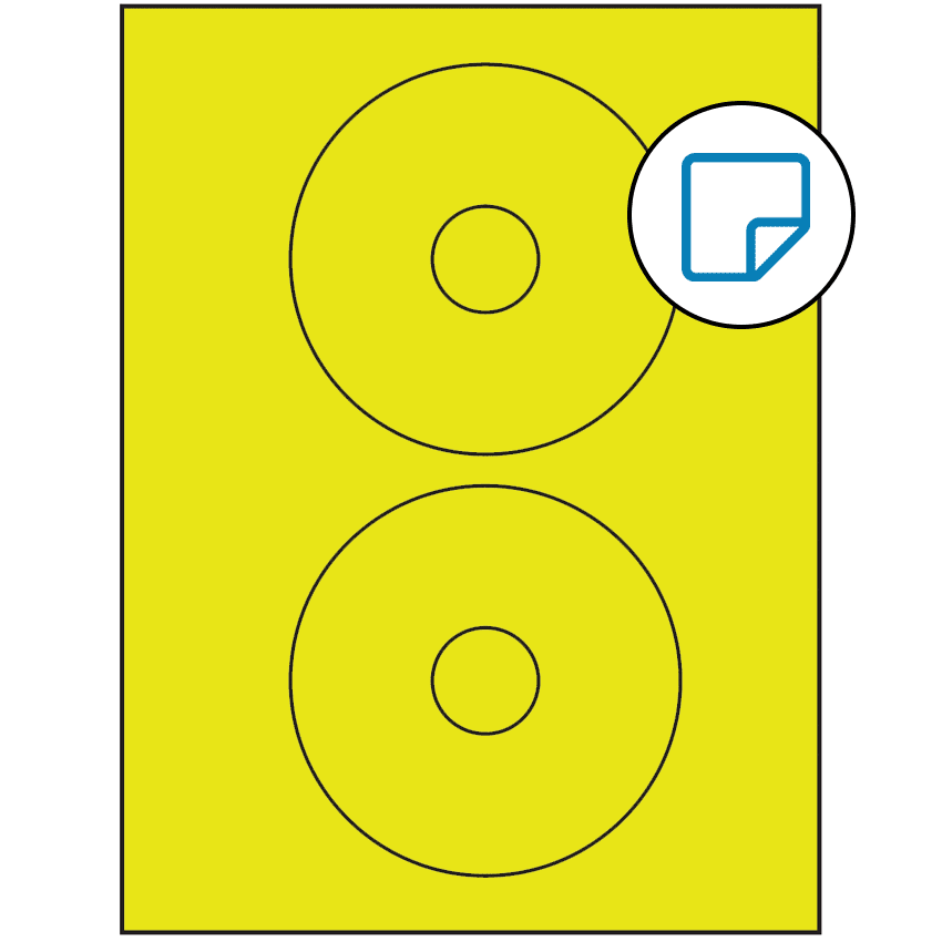 4.5" Fluorescent Yellow Circular Sheet Labels - Removable Adhesive