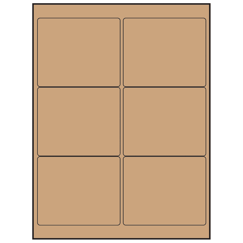 4" x 3" Brown Kraft Rectangular Sheet Labels