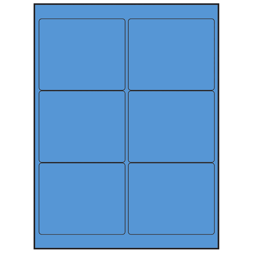 4" x 3" Fluorescent Blue Rectangular Sheet Labels