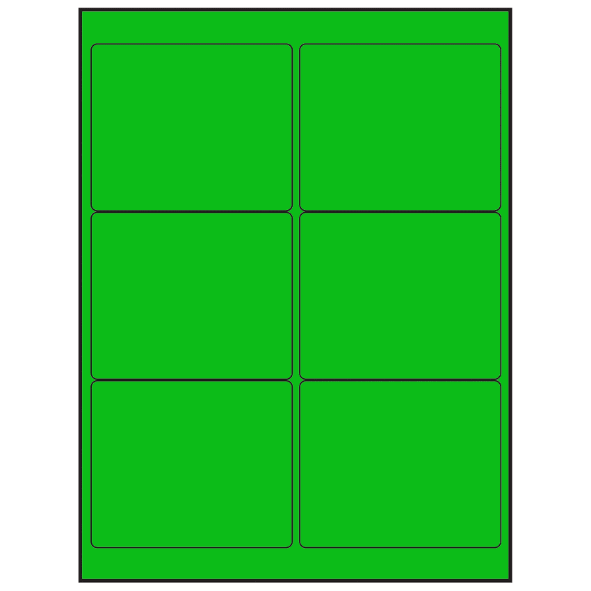 4" x 3" Fluorescent Green Rectangular Sheet Labels
