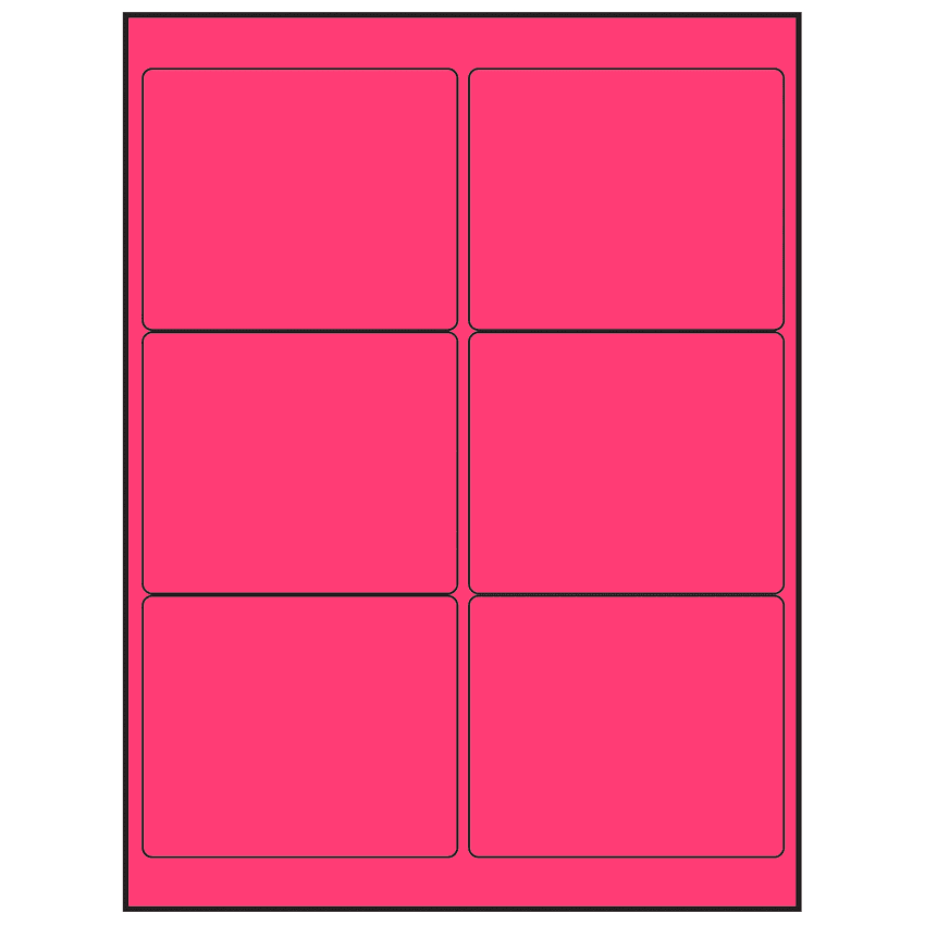 4" x 3" Fluorescent Pink Rectangular Sheet Labels