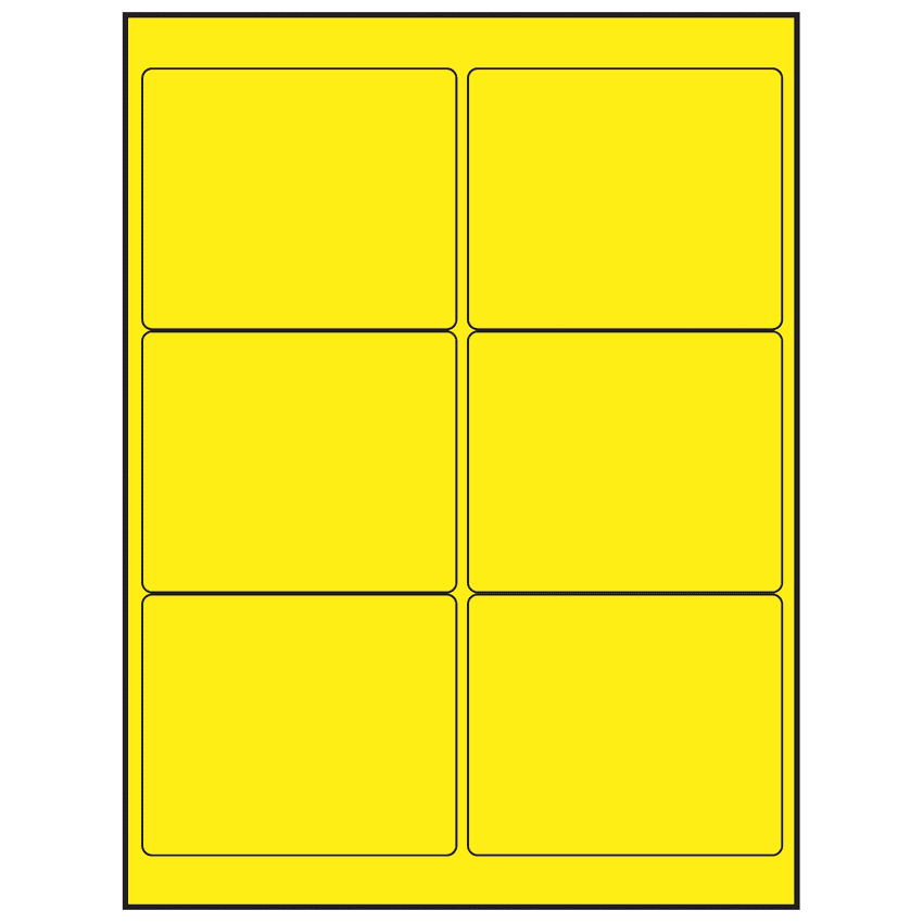 4" x 3" Fluorescent Yellow Rectangular Sheet Labels