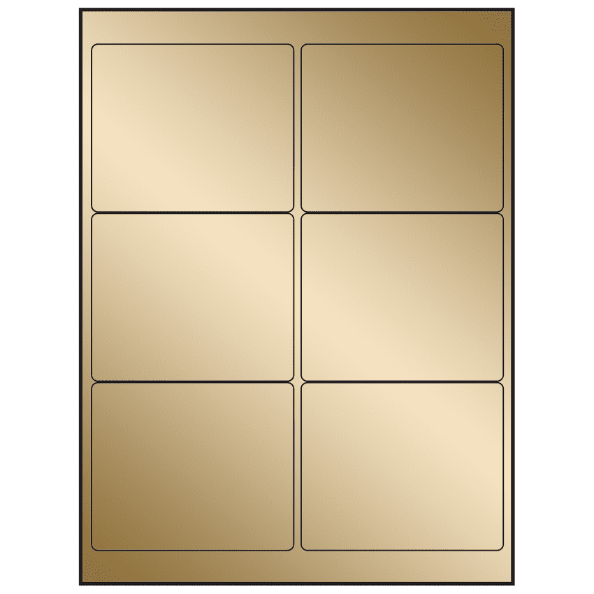 4" x 3" Gold Foil Rectangular Sheet Labels