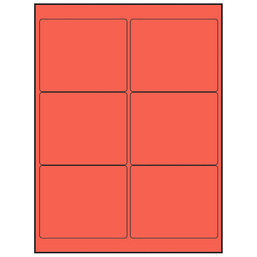 4" x 3" Red Rectangular Sheet Labels