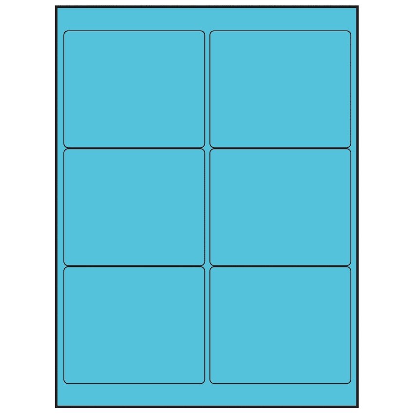 4" x 3" Turquoise Rectangular Sheet Labels