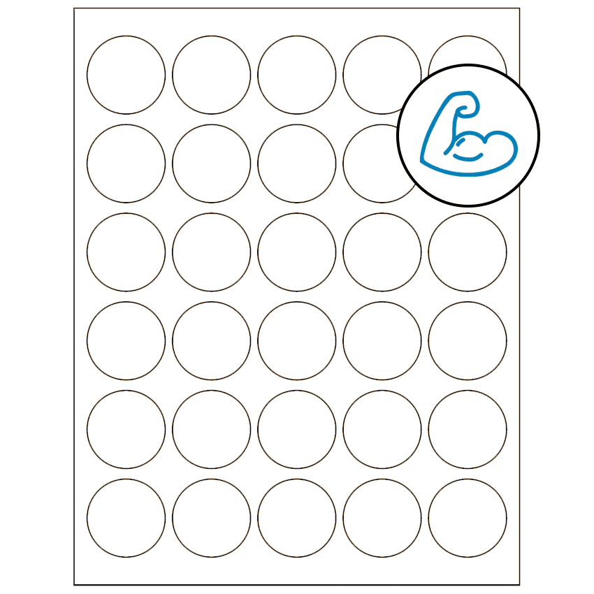 1.5" White Circular Sheet Labels - Ultra Aggressive Adhesive