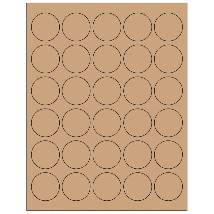 1.5" Brown Kraft Circular Sheet Labels