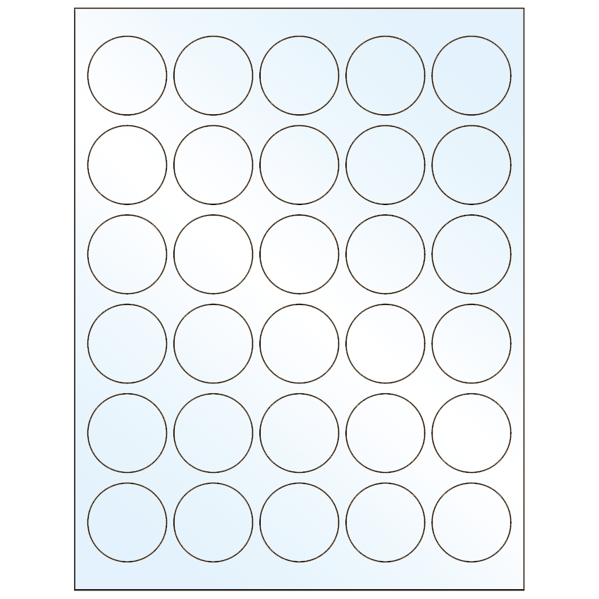 1.5" Crystal Clear Circular Sheet Labels